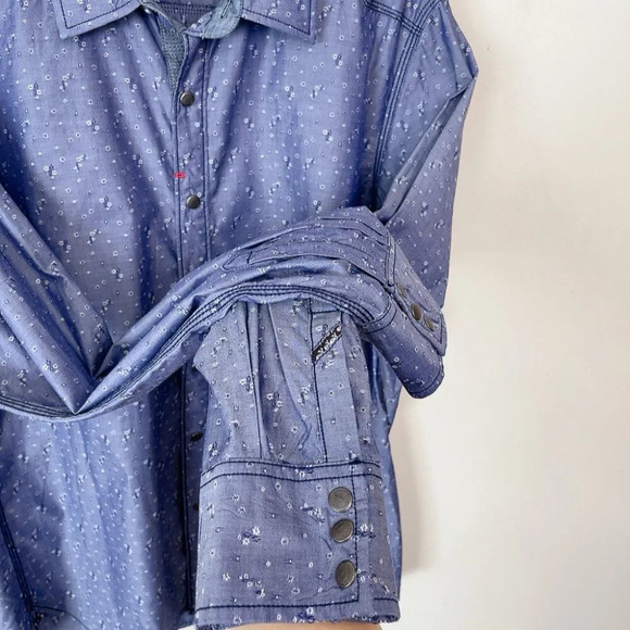 Robert Graham  Mens XL Tailored Fit Botanic Ditsy Blue Button Shirt - Picture 8 of 14